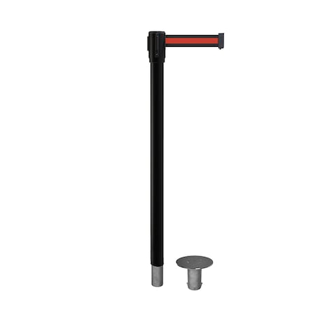 Retractable Belt Removable Stanchion, 2ft Black Post  7.5ft Bk/R H